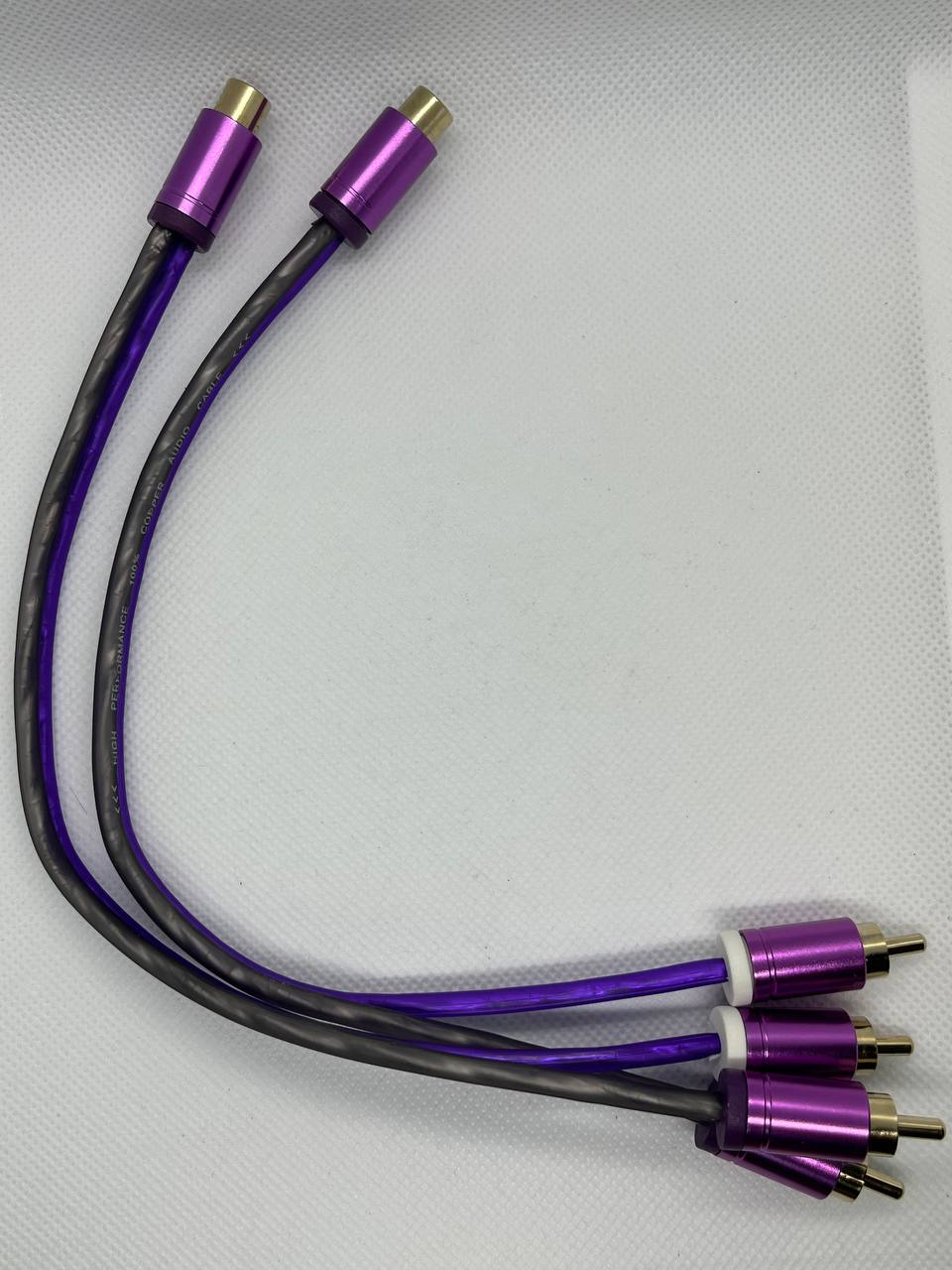 RCA Y-коннектор, разветвитель раздвоитель RCA Кабель межблочный - 2 папа 1 мама фиолетовый